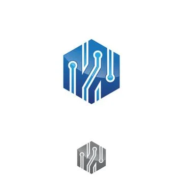 Hexagon tech vector design graphic with color blue Stock Illustration