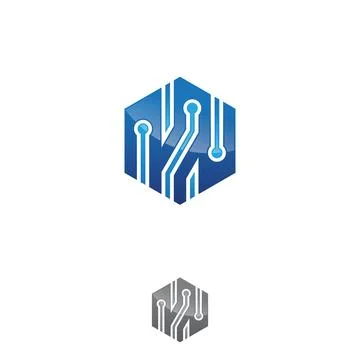 Hexagon tech vector design graphic with color blue for web icon or smartpho.. Stock Illustration