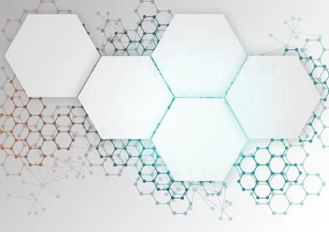Hexagon technology background. Futuristic concept digital geometric illustrat Stock Illustration