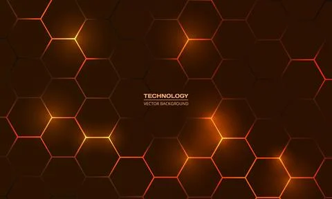 Hexagon technology brown and orange colored honeycomb abstract background. 库存插图