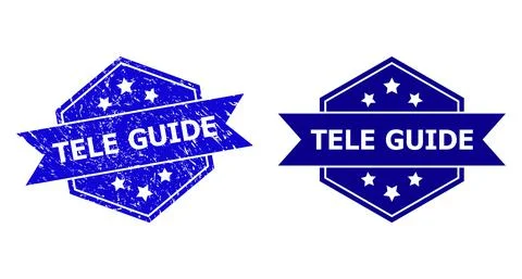 Hexagon TELE GUIDE Watermark with Corroded Surface and Clean Version Stock Illustration