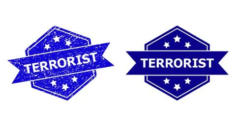 Hexagon TERRORIST Seal with Rubber Surface and Clean Variant Stock Illustration