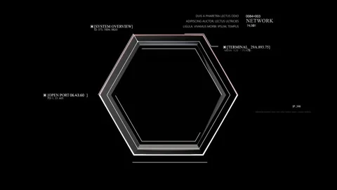 Hexagon text HUD 2GFX .User Interface data display. Stock Footage 306532435