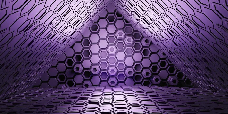 Hexagon texture light tunnel corridor technology modern futuristic science .. Stock Illustration