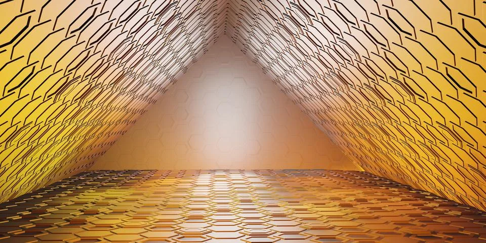 Hexagon texture light tunnel corridor technology modern futuristic science .. Stock Illustration