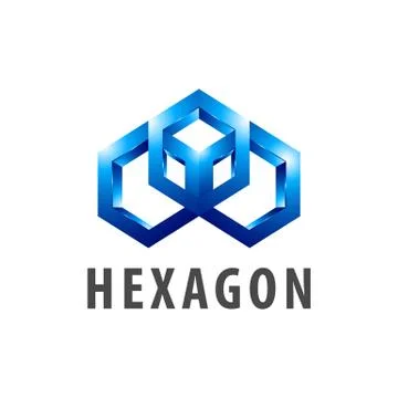 Hexagon three dimensional style logo concept design. Symbol graphic template  Stock Illustration