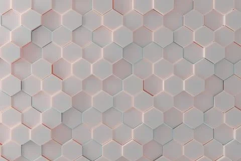 Hexagon tile background pattern. 3d render Stock Illustration