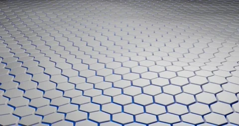 Hexagon tiles background texture wave movement. 3D render. Seamless loop Stock Footage 165692792
