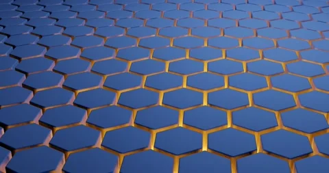 Hexagon tiles background texture wave movement. 3D render. Seamless loop Stock Footage 165693821