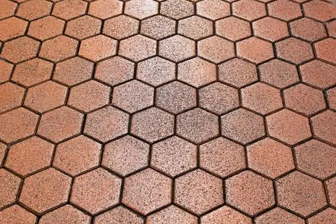Hexagon tiles Old hexagon pattern terracotta tiles background texture Copy... Stock Photos