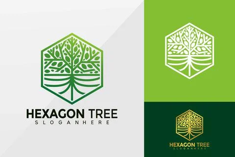 Hexagon Tree Leaf business logo vector, Brand Identity Logos design, modern l Stock Illustration
