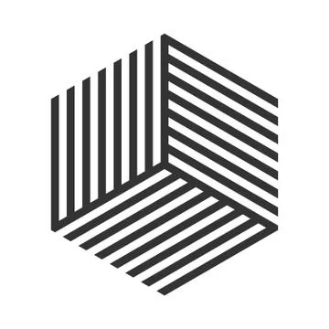 Hexagon vector geometric stripe cube tile logo Stock Illustration