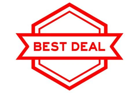 Red color paper speech banner with word best deal on white