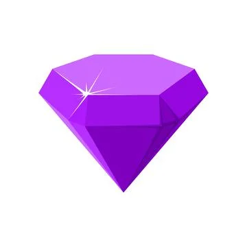 Hexagon violet gemstone. Amethyst side view. Vector illustration Illustrazione stock