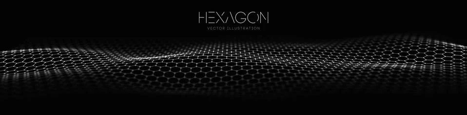 Hexagon wave vector template. Modern 3d graphic geometric background. Digital Illustrazione stock