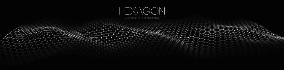 Hexagon wave vector template. Modern 3d graphic geometric background. Digital Illustrazione stock