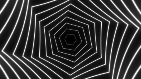Hexagon waves tunel black and white. Seamless looping. Stock-Footage 263596949