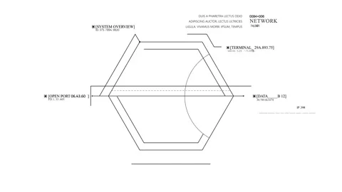 Hexagon white with text HUD 2GFX Video stock 306534559