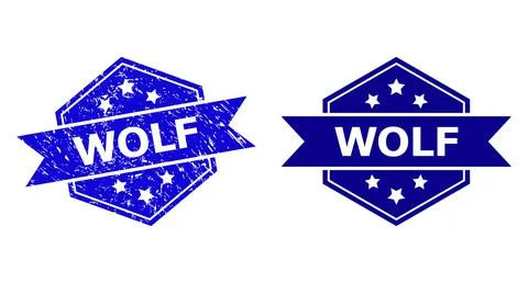 Hexagon WOLF Watermark with Corroded Texture and Clean Variant Stockillustratie