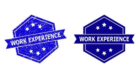 Hexagon WORK EXPERIENCE Stamp with Scratched Style and Clean Version Stock Illustration