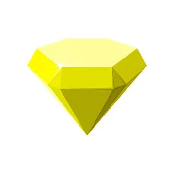 Hexagon yellow gemstone. Quartz side view. Vector illustration Stock Illustration