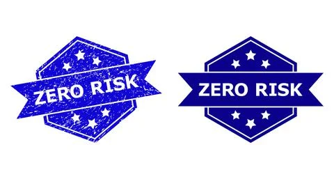 Hexagon ZERO RISK Stamp with Grunge Surface and Clean Variant Stock-Illustration