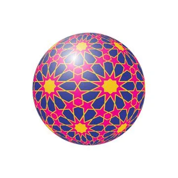 Hexagonal 3d sphere with islamic tessellation pattern. Vector illustration. Illustrazione stock