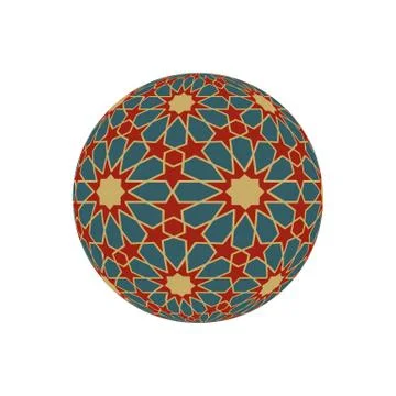 Hexagonal 3d sphere with islamic tessellation pattern. Vector illustration. Stock Illustration