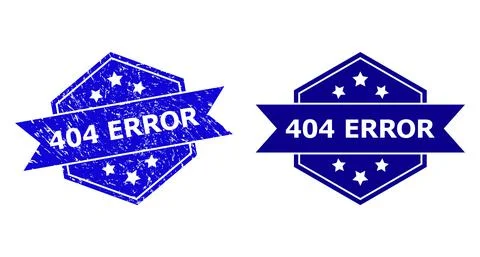 Hexagonal 404 ERROR Stamp with Grunge Style and Clean Variant Stock Illustration