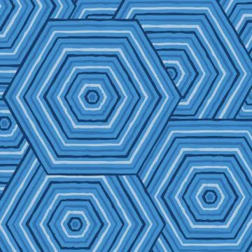 Hexagonal abstract Aboriginal line painting in vector format. Stock Illustration