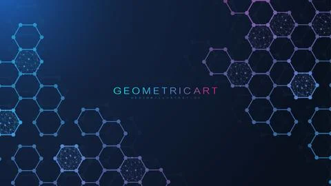 Hexagonal abstract background. Big Data Visualization. Global network conne.. Stock Illustration