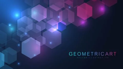 Hexagonal abstract background. Big Data Visualization. Global network connection Stock Illustration