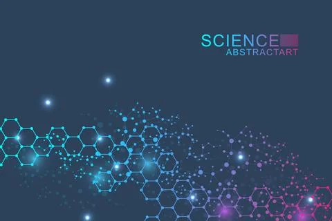 Hexagonal abstract background. Big Data Visualization. Global network connection 스톡 일러스트