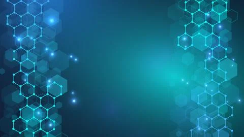 Hexagonal abstract background. Big Data Visualization. Global network connection Illustrazione stock