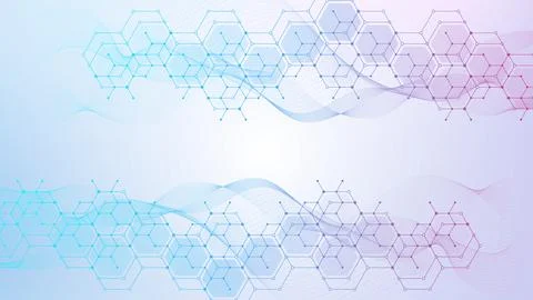 Hexagonal abstract background. Big Data Visualization. Global network connection Stock Illustration