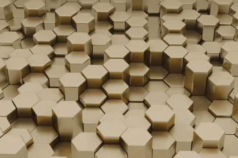 Hexagonal abstract background with a gradient from Gold, creating a modern, v Stock-Illustration