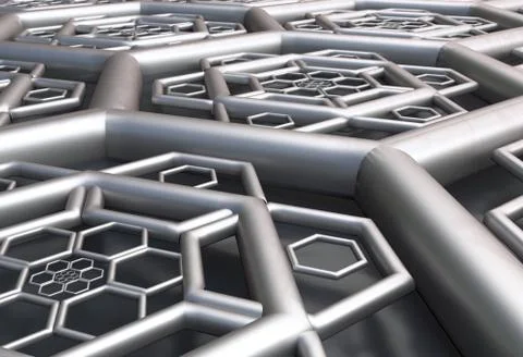 Hexagonal abstract background perspective 3d illustration Stock Illustration