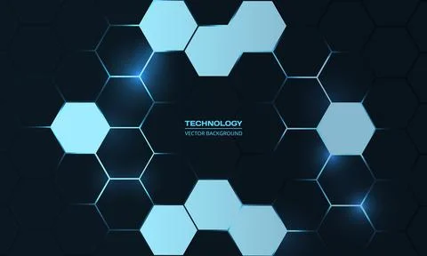 Hexagonal abstract dark blue technology background. Illustrazione stock