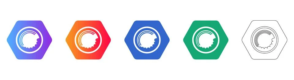 Hexagonal Abstract Gear Icons Illustrazione stock