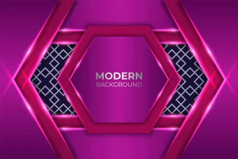 Hexagonal Abstract Glow Pink and Purple Background Modern Style Stock Illustration