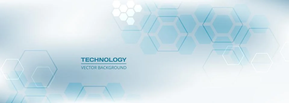 Hexagonal abstract light blue technology background with blue and white hexagon Stock Illustration