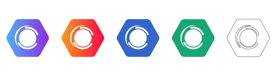 Hexagonal Abstract Logo Element Set Stock Illustration
