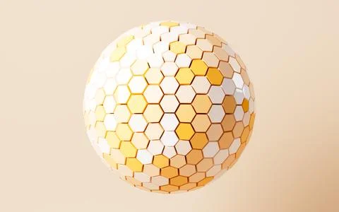 Hexagonal abstract sphere, 3d rendering. Illustrazione stock