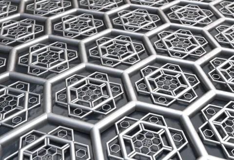Hexagonal abstract with water background 3d illustration Stock Illustration