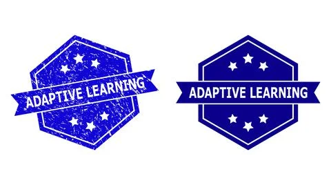 Hexagonal ADAPTIVE LEARNING Watermark with Unclean Texture and Clean Version Illustrazione stock
