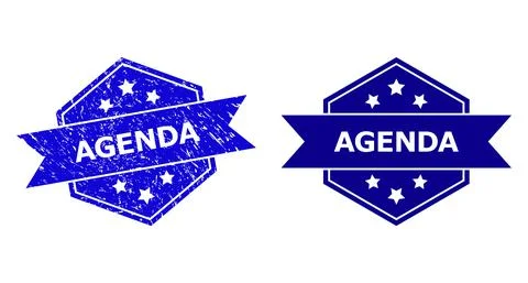 Hexagonal AGENDA Stamp with Rubber Texture and Clean Version Stock Illustration