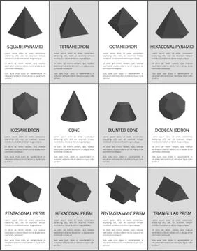 Hexagonal and Pentagonal Pentagrammic Black Prisms Illustrazione stock