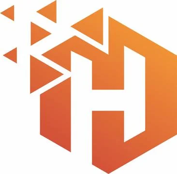 Hexagonal anime of letter H logo design Stock Illustration