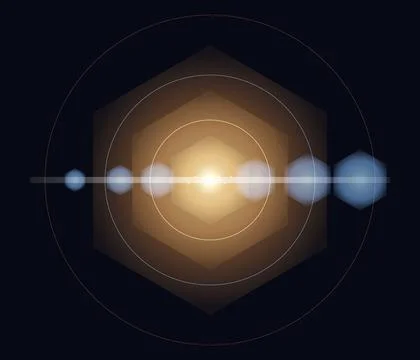 Hexagonal Aperture Lens Flare with Internal Light Reflections 스톡 일러스트