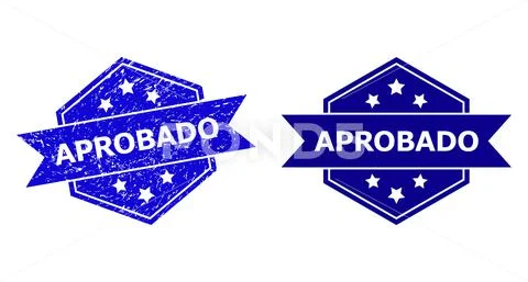 Hexagonal APROBADO Watermark with Unclean Texture and Clean Variant ...